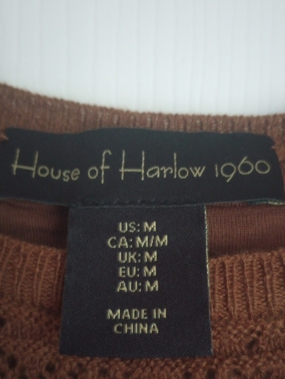 House of Harlow 1960 Brown Crochet Peplum Tank Top M - Picture 8 of 8